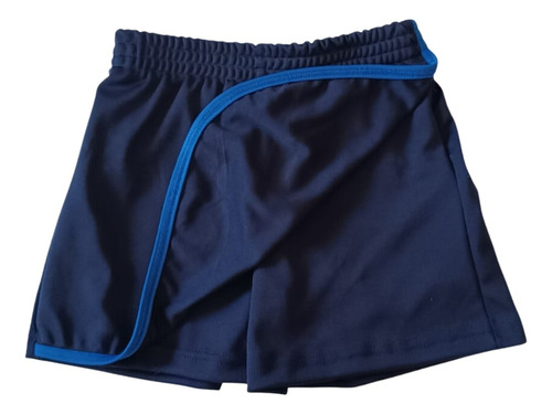 Shorts-saia Azul Marinho Com Viés Colorido Uniforme Escolar
