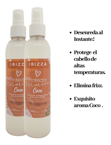 Protector Desenredante Spray Térmico Coco Ibizza 100%natural
