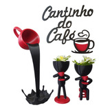 Cantinho Café Preto Com Vasos Bob Xicara Flutuante Letreiro