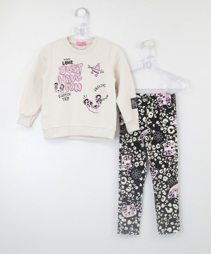 Conjunto Infantil Momi Casaco E Legging Gatinhas