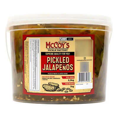 Picles De Pimenta Jalapeño - Pickled Jalapeños Mccoy's 2,2kg McCoys fatiado conserva em vinagre 2.2 kg | Frete grátis