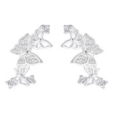 Aros Mariposas Trepadores Con Micropave De Plata 925