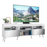 Rack Tv 65 Retrô C/ Espelho 2 Portas Paris Multimóveis V3332 Cor Branco