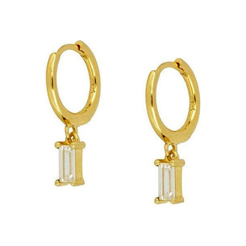 Aros Little Stone, Bañados En Oro 18k Con Zirconias