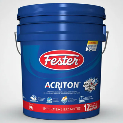 Impermeabilizante húmedo Fester Acriton 12 años para techos color blanco acabado mate 19L 25kg | Meses sin interés