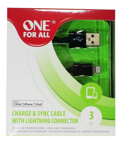 Cable One For All Lightning Usb Para iPhone 3 Metros
