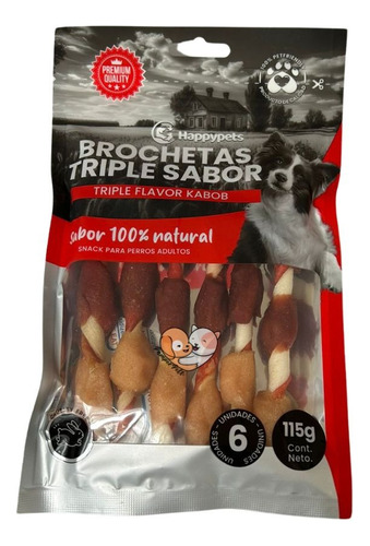 Brochetas Triple Sabor Para Perros 6 Un | Snack