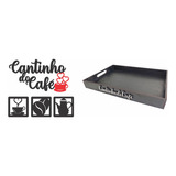 Kit Cantinho Do Café Preto/vermelho 30cm Com Bandeja 35cm