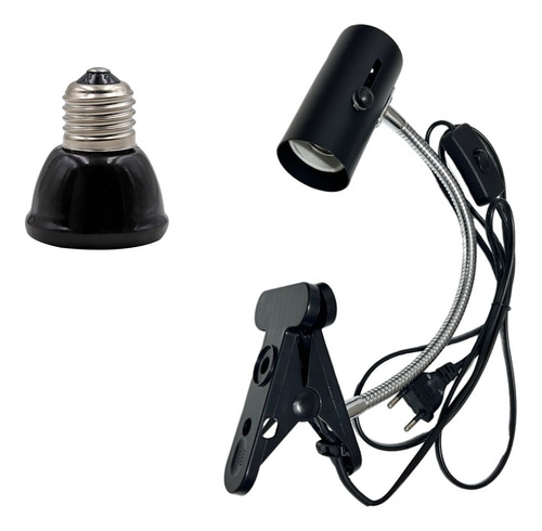 Kit Suporte Soquete Articulado + Lâmpada Cerâmica 220v 75w