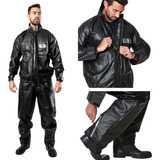 Conjunto Capa Chuva Moto Emborrachada Impermeável Com Gola