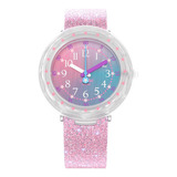 Reloj Flik Flak Pearlaxus Para Niños Zfcsp107 Color De La Malla Rosa Color Del Bisel Traslúcido Color Del Fondo Multicolor