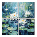 100x100cm Cuatro Canvas Arte Grafico Estilo Monet Flores