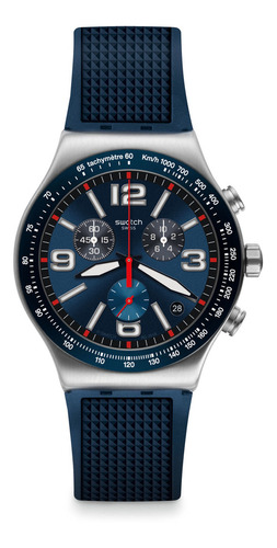 Reloj Swatch Blue Grid Yvs454 Color De La Correa Azul