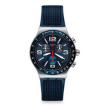 Reloj Swatch Blue Grid Yvs454 Color De La Correa Azul