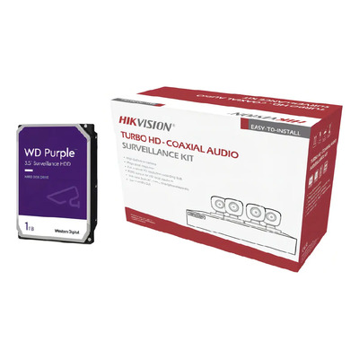 Kit Cctv 4 Camaras Hikvision 5mpx Turbo Hd Audio 1tb Purple Color Blanco | Envío gratis