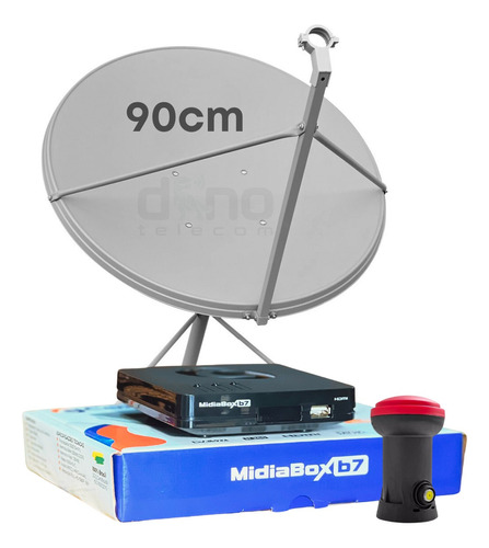 Kit 1 Receptor Digital Century Midiabox Antena 90cm Lnbf Ku