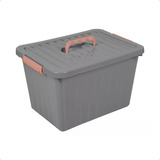 Caja Organizadora Plastica Apilable Grande Gris  38x28x22