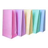 Bolsa De Papel Con Fuelle Colores Pastel X 10u