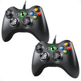 Kit 2 Controles Para Xbox 360 Pc Com Fio Video Game Joystick