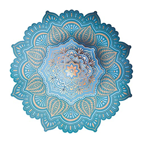 Pegatina De Pared Grande De Mandala Flor De Loto Azul, ...