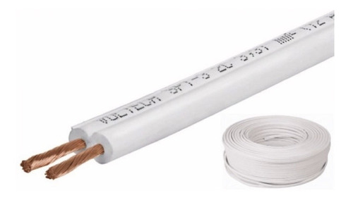 Cable Eléctrico Duplex 2x12 Rollo 100 Metros Color Blanco