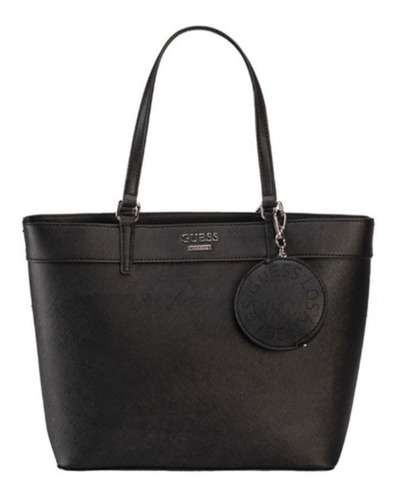 Bolsa Carryall Guess Garren Diseño Lisa  Negra Asas Color Negro