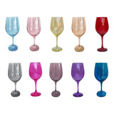 Set X6 Copas Vino Color Colores Surtidos Barone Vidrio 490ml