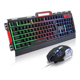 Kit Game Teclado Mouse Semimecanico Led Metal Bk-g3000 Preto