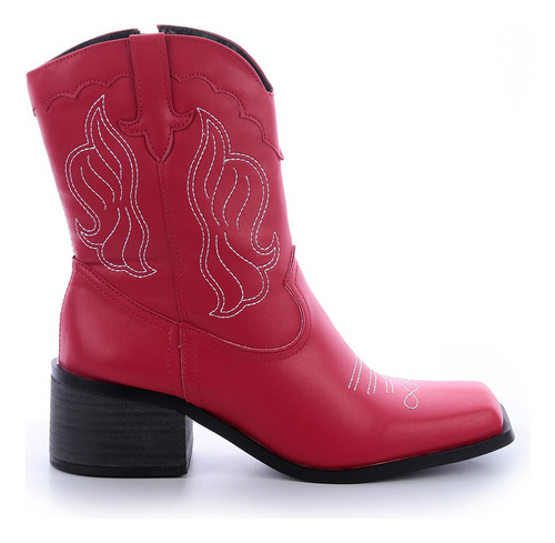 Bota Texana Feminina Bico Quadrado Cano Curto Moda Damannu