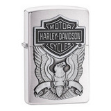 Encendedor Zippo Cromado Mate Harley Davidson Emblema
