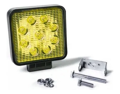 Faro Auxiliar Cuadrado Amarillo 9 Led 27w 12-24v Auto Moto