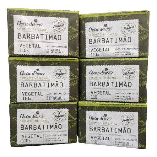 Barbatimão Sabonete Artesanal 110g Kit Com 6 Unidades