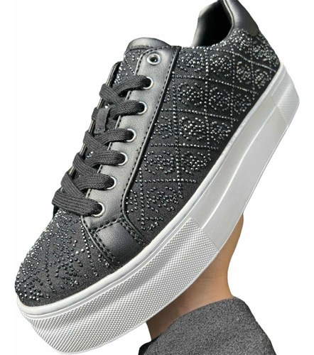 Tenis Guess Rhinestone Black Para Dama Nuevos Originales