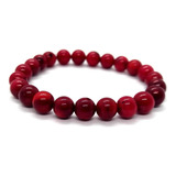 Pulseira Esfera Bolinha De Coral Vermelho Amuleto De Sorte 