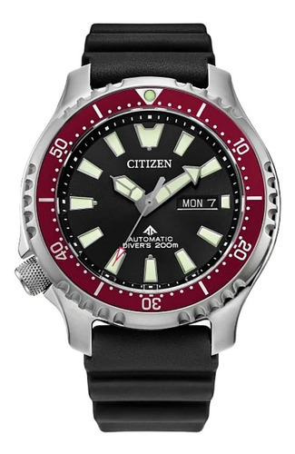 Reloj Citizen Promaster Dive Automatico Czny015604e E-watch Color De La Correa Negro Color Del Bisel Rojo Color Del Fondo Negro