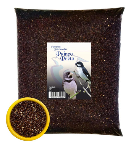 Sementes Selecionadas Painço Preto Para Pássaros Natural 5kg