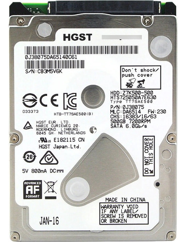 Disco Duro Hgst Hte545050a7e68 500 Gb Sata Slim 5400rpm