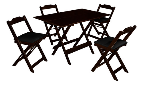Mesa Dobravel P/ Bar 120x70 De Madeira Maciça Com 4 Cadeiras