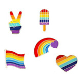 Pines Lgbt Metálicos Orgullo Gay Lesb Arcoíris Colores X5und