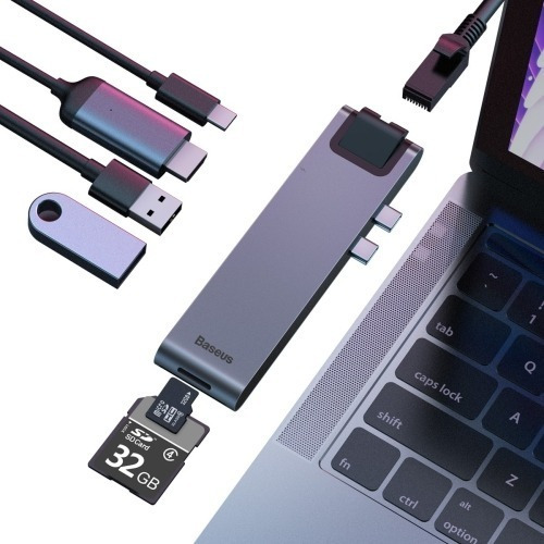 Adaptador Thunderbolt 3 Hub Compatible Con Macos Usb Hdmi Sd