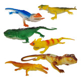 6 Largarto Borracha Animal Iguana Repteis Brinquedo