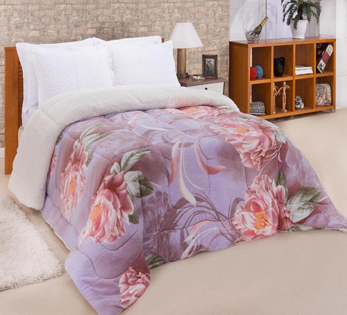 Coberdrom Mantaalta La Sherpa 180 Grosso Queensize Estampado Cor Flor Lilás