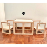 Juego Montessori Mesa Cubo 2 Sillas Madera Nordico