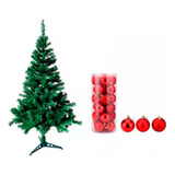 Árbol De Navidad Pino 1 M Con  Base + 30 Adornos Bola