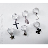 Set De 6 Pares De Aros Cuff Con Dijes Acero Quirurgico