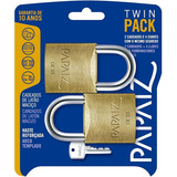 Kit 2 Cadeado Twin Pack 25mm Segredos Iguais Papaiz Chave Cor Dourado