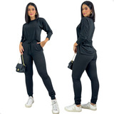 Conjunto Moletinho Básico Confortável Inverno Frio Feminino