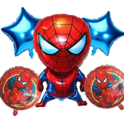 Globos Metálicos De Spiderman Marvel Hombre Araña Kits 5pz