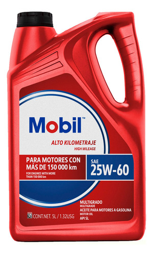 Mobil Alto Kilometraje 25w-60 Garrafa Api Sl Mobil 126421