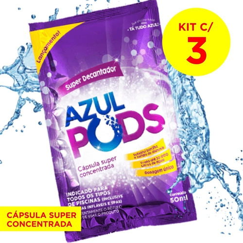 Super Decantador Para Piscinas Azul Pods Kit Com 3